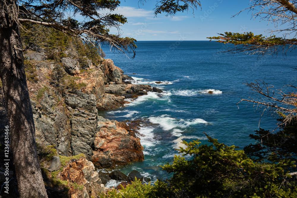 Rocky cliffs of Maine Coastline, USA