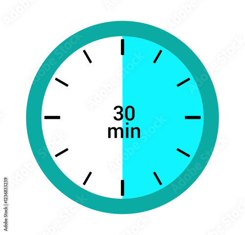 An analog clock face timer showing 30 minutes time