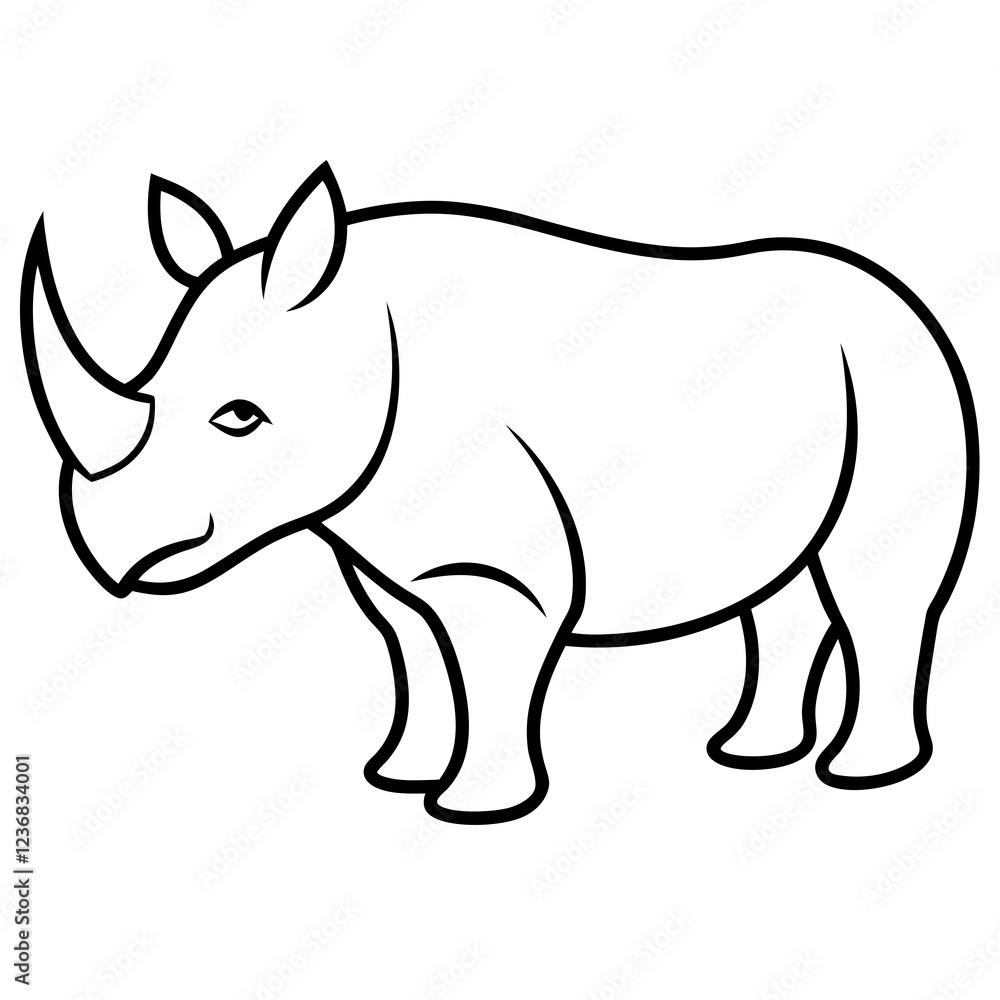 Fototapeta premium Rhino Outline Vector Illustration