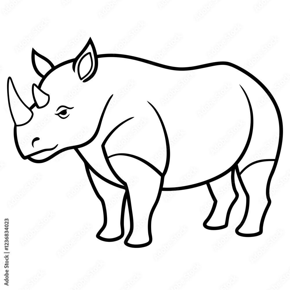 Fototapeta premium Rhino Outline Vector Illustration