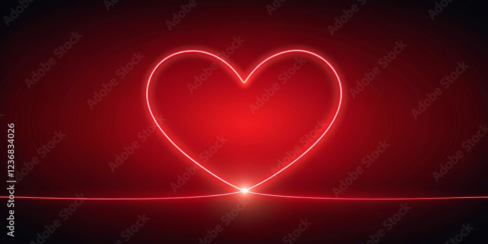Neon Heart Outline on Dark Background for Romantic Themes Neon Heart Outline on Dark Background for Romantic Themes