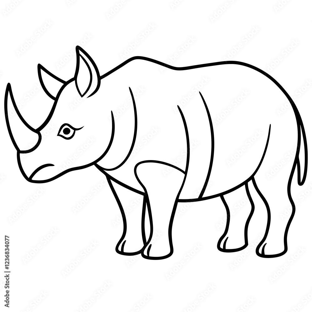 Fototapeta premium Rhino Outline Vector Illustration