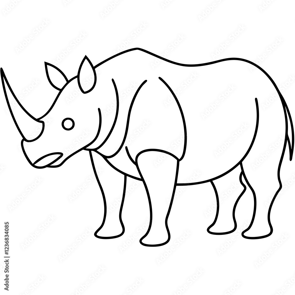 Fototapeta premium Rhino Outline Vector Illustration