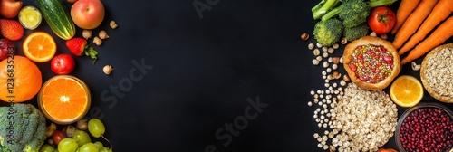 Wallpaper Mural Colorful healthy food assortment on dark background. Torontodigital.ca