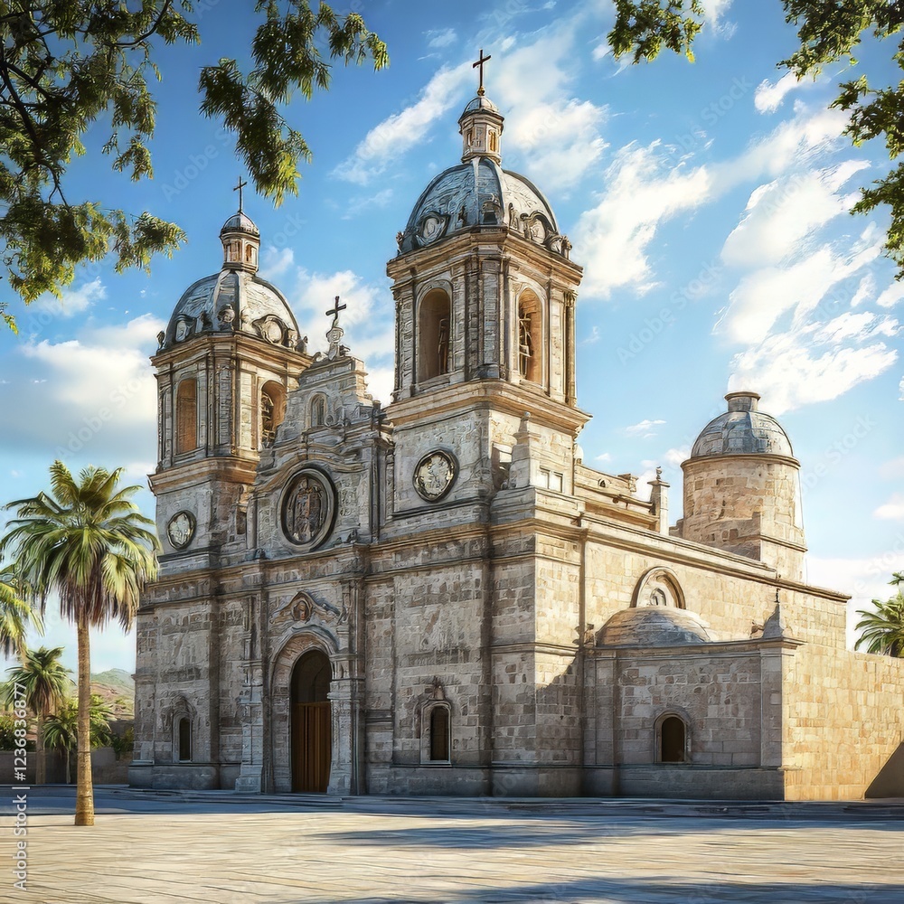 Fototapeta premium Grand cathedral under a sunny sky