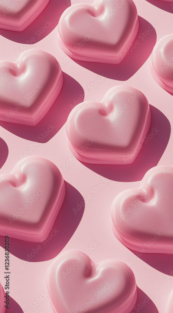 Pink heart pattern, Valentine's Day aesthetic, pink background.Minimal creative Valentine's holiday concept.Copy space,flat lay Pink heart pattern, Valentine's Day aesthetic, pink background.Minimal creative Valentine's holiday concept.Copy space,flat lay