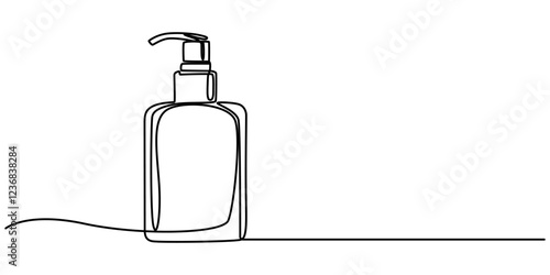 Continuous Line Perfume Bottle Icon, Shampoo bottle continuous one line drawing vector illustration. Premium vector, Drawing of a perfume bottle in one line. Modern outline illustration. Editable.