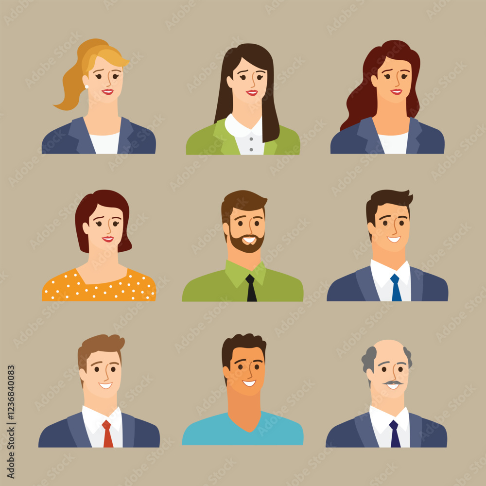 Set of people face Set of people face