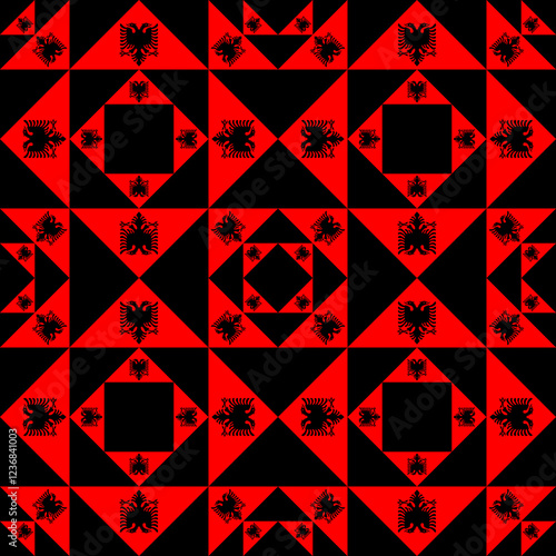 albania flag triangle pattern. vector illustration