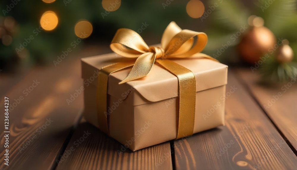 Gift giving celebration home photo of wrapped present festive environment close-up view holiday spirit Gift giving celebration home photo of wrapped present festive environment close-up view holiday spirit