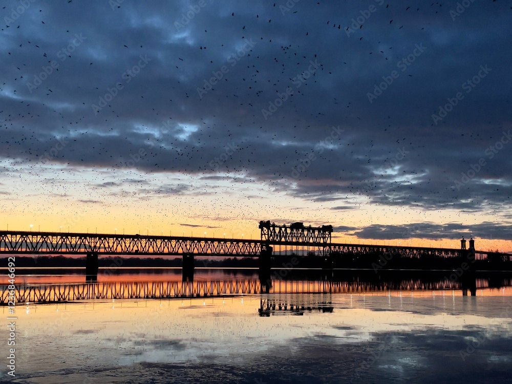 Fototapeta premium sunset over the river