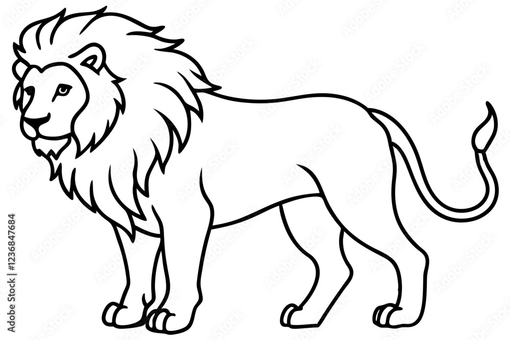 Fototapeta premium Single Stroke Lion Art Vector