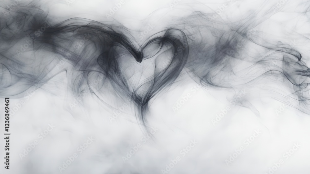 A stylized heart shape formed by swirling black smoke against a light background, conveying a sense of mystery and emotion. A stylized heart shape formed by swirling black smoke against a light background, conveying a sense of mystery and emotion.