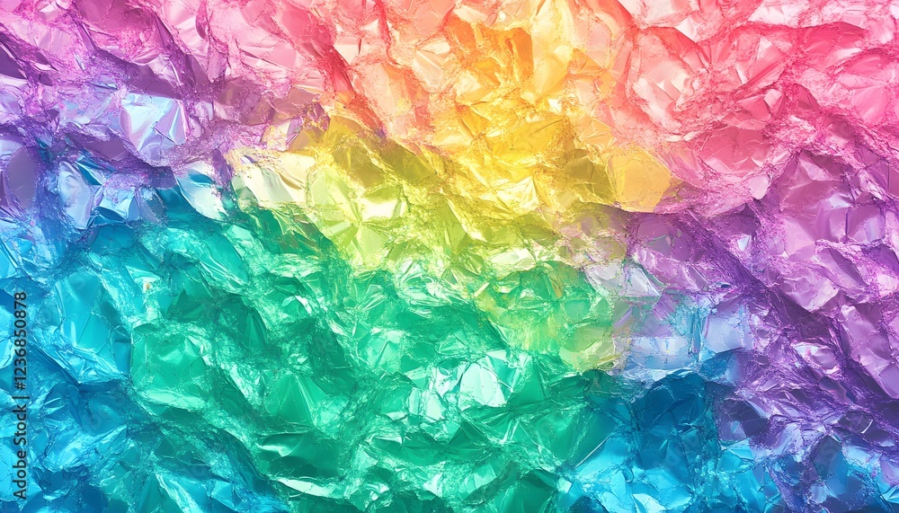 Fototapeta premium Abstract Rainbow Crinkled Foil Texture Background