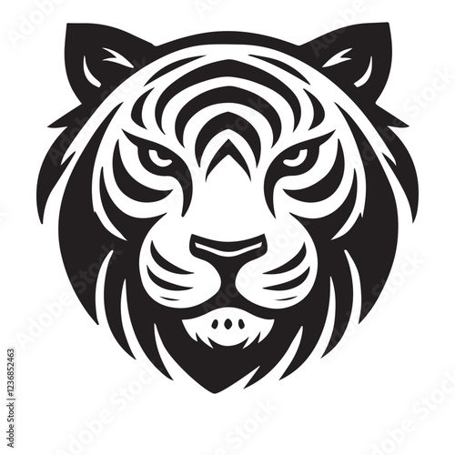 Tribal Style Black Tiger Head Silhouette Vector Illustration