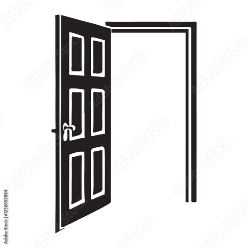 Open Door Silhouette Vector Illustration for Design Projects