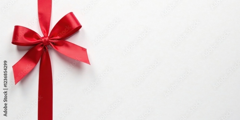 Elegant Red Ribbon Bow on Blank White Background, Perfect for Festive or Celebratory Designs Elegant Red Ribbon Bow on Blank White Background, Perfect for Festive or Celebratory Designs