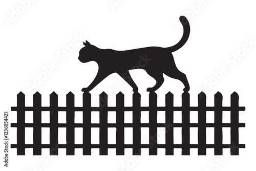 Silhouette of Cat Walking on a Picket Fence