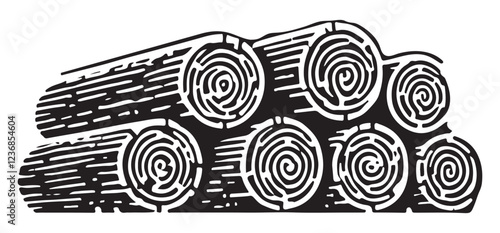 Stack of Timber Logs Ready for Processing
