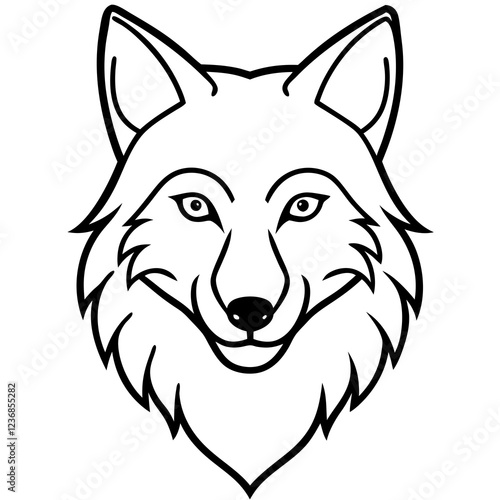 Single-Line Wolf Head Vector Art