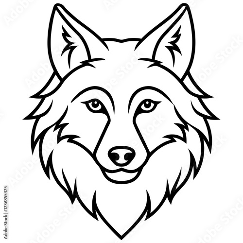 Single-Line Wolf Head Vector Art