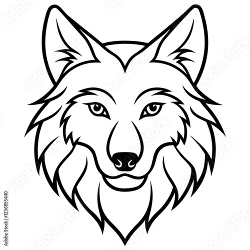 Single-Line Wolf Head Vector Art