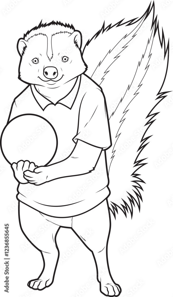 Fototapeta premium Skunk Bowling Bowling ball Animal Vector Graphic Art Illustration