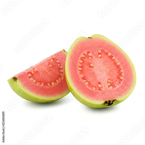 slice of guava fruits on white background