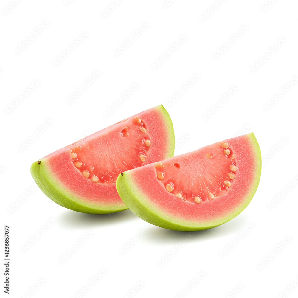 slice of guava fruits on white background slice of guava fruits on white background