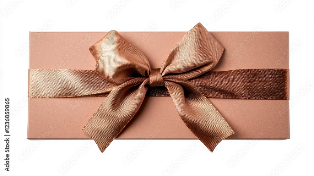 Fototapeta premium Elegant gift box with satin ribbon bow on a white background