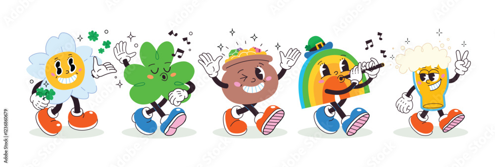 Obraz premium St Patrick day cartoon characters. Vector illustration