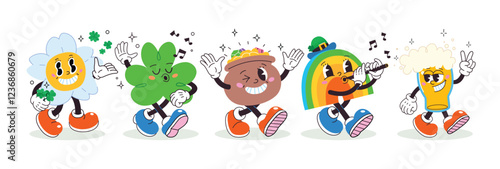 St Patrick day cartoon characters. Vector illustration
