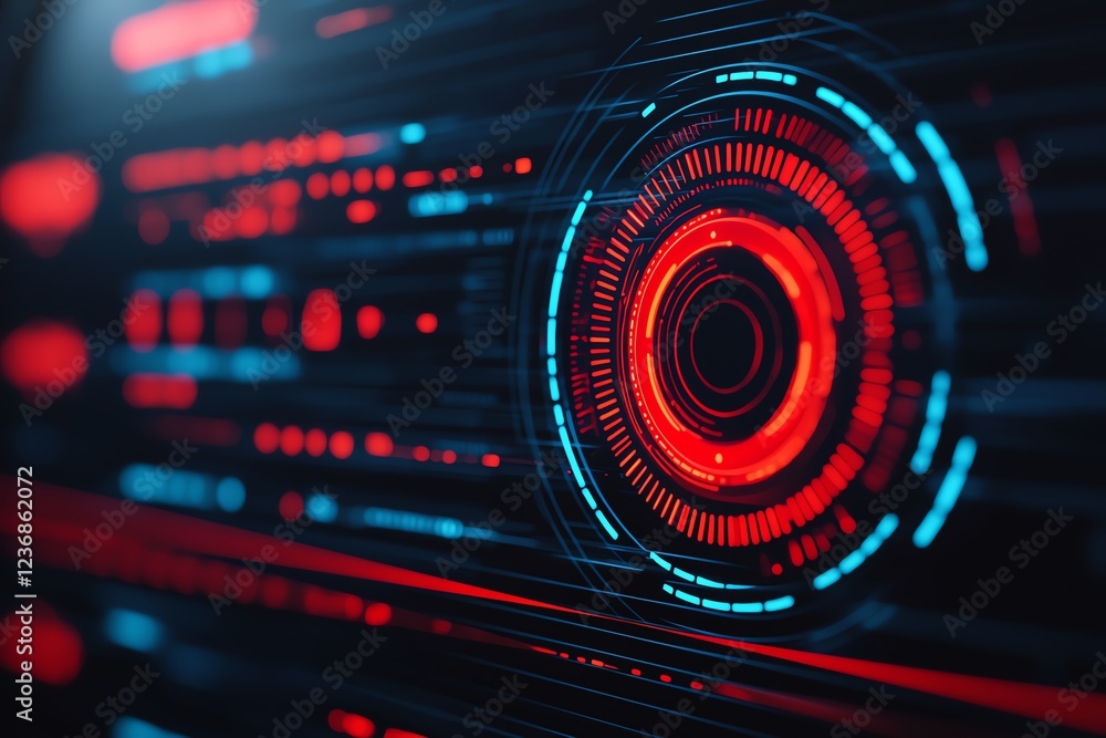 Obraz premium Futuristic digital interface with glowing elements.