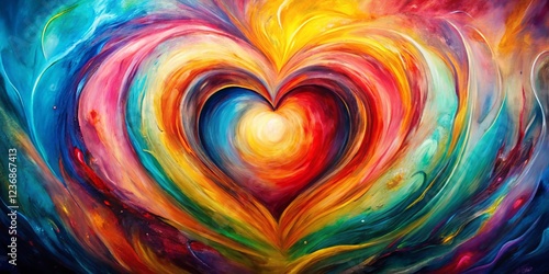 Wallpaper Mural Colorful Abstract Heart Shape with Swirling Vibrant Energy Torontodigital.ca