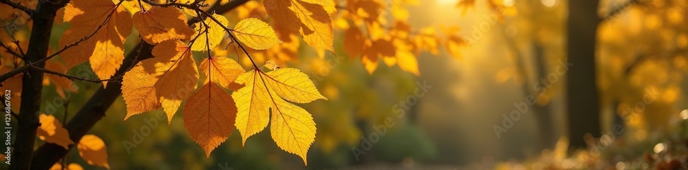 Yellow leaves rustling in gentle breeze amidst dense bush, outside, bush, autumn Yellow leaves rustling in gentle breeze amidst dense bush, outside, bush, autumn