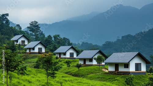 Wallpaper Mural Scenic hillside houses in lush greenery. Torontodigital.ca