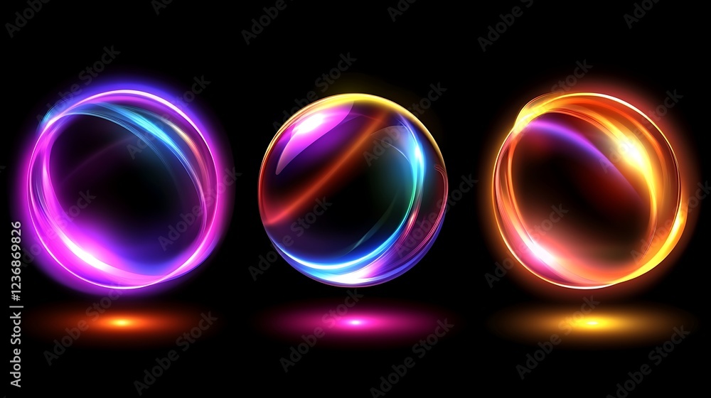 Naklejka premium Vibrant Glowing Orbs Abstract Art Design