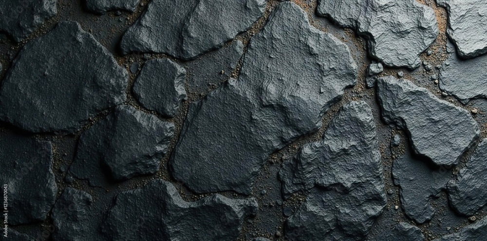 Fototapeta premium Rough stone surface with black and white texture, earthy, marble