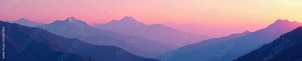 Fototapeta premium soft pink and orange light on mountain slopes, gentle hues, warm tones, mountains