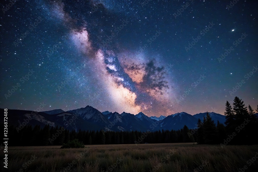 Starry night in Philipsburg Montana with Milky Way, Milky Way, sky Starry night in Philipsburg Montana with Milky Way, Milky Way, sky