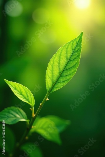 Leaves on the stem curve towards sunlight and shadow, greenery, , branches