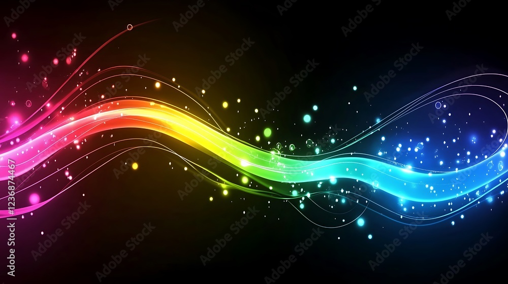 Fototapeta premium Rainbow Wave Abstract Background Design With Glowing Lights