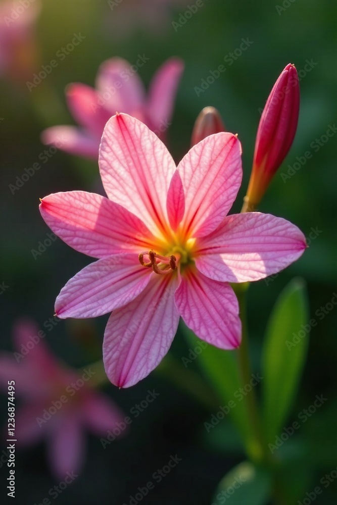 Delicate alstroemeria petals in morning bloom details, gentle, morning Delicate alstroemeria petals in morning bloom details, gentle, morning