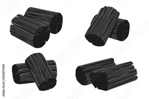 set of charcoal vector illustration. isolated on white background. Vector eps 10. perfect for wallpaper or design elements	