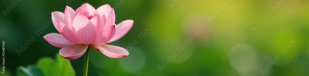 Pastel pink petals unfolding on a lush green stem, garden blooms, nature photography Pastel pink petals unfolding on a lush green stem, garden blooms, nature photography