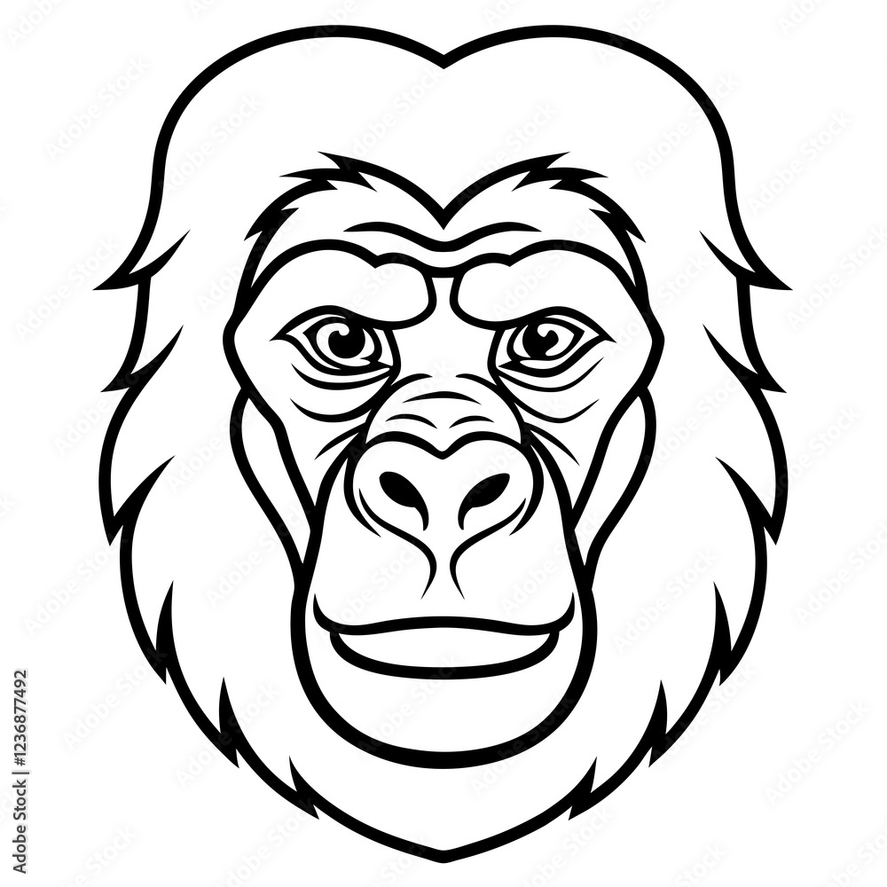 Sleek Gorilla Head Line Drawing Vector Sleek Gorilla Head Line Drawing Vector