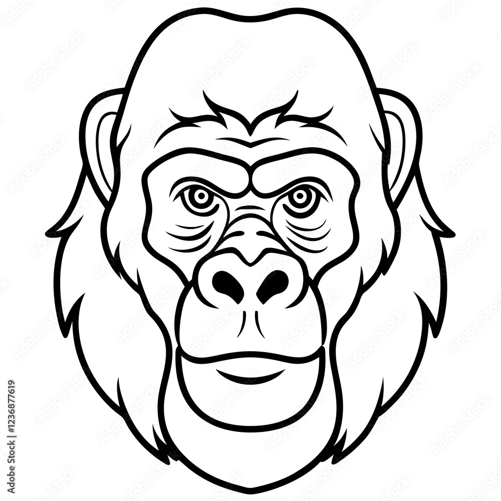 Sleek Gorilla Head Line Drawing Vector Sleek Gorilla Head Line Drawing Vector
