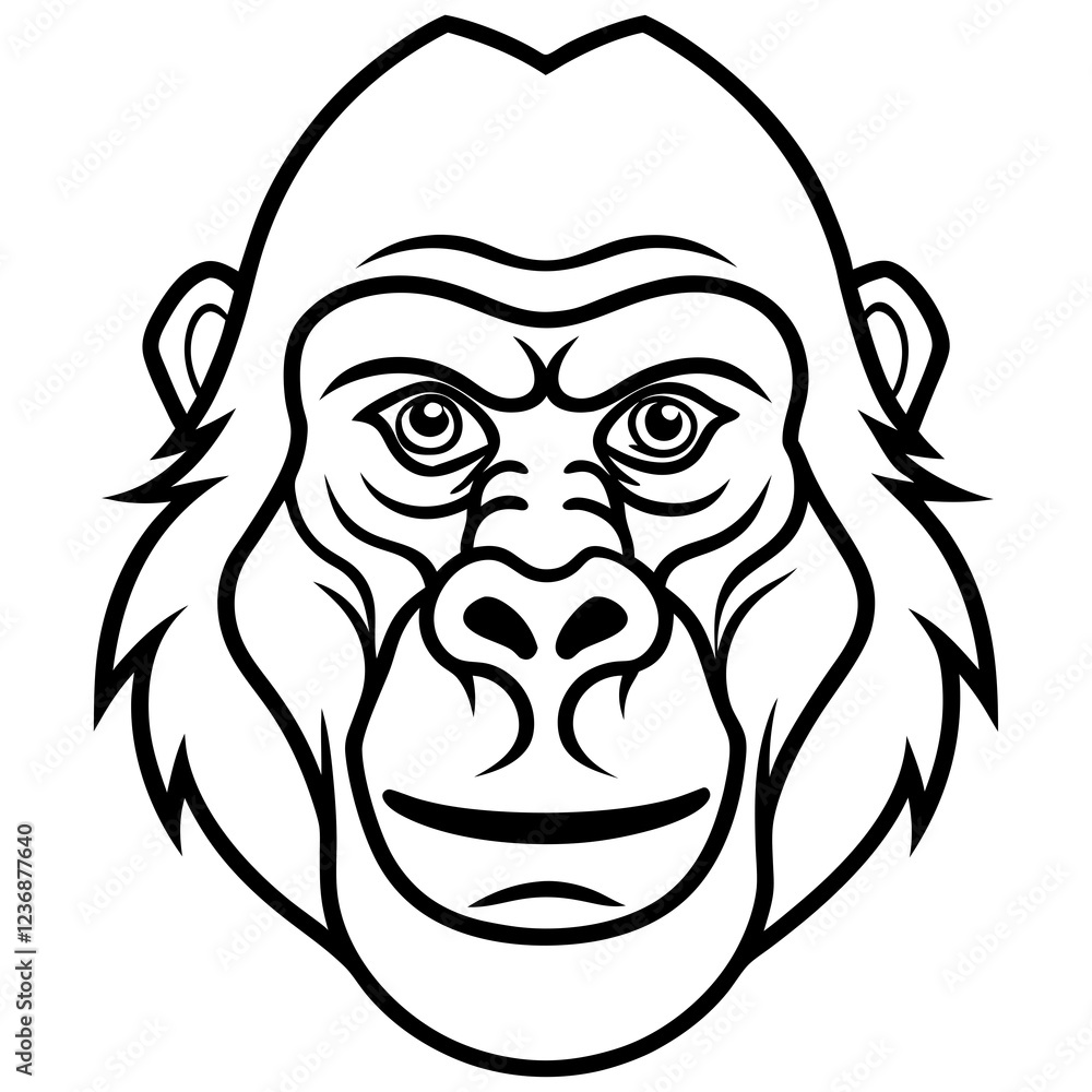 Sleek Gorilla Head Line Drawing Vector Sleek Gorilla Head Line Drawing Vector