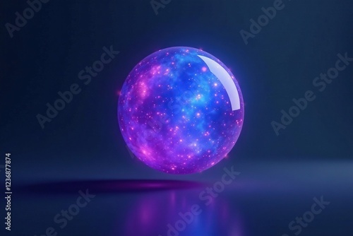 Wallpaper Mural A glowing, blue-purple orb hovering above a dark gray background, shimmering, whimsical, abstract Torontodigital.ca