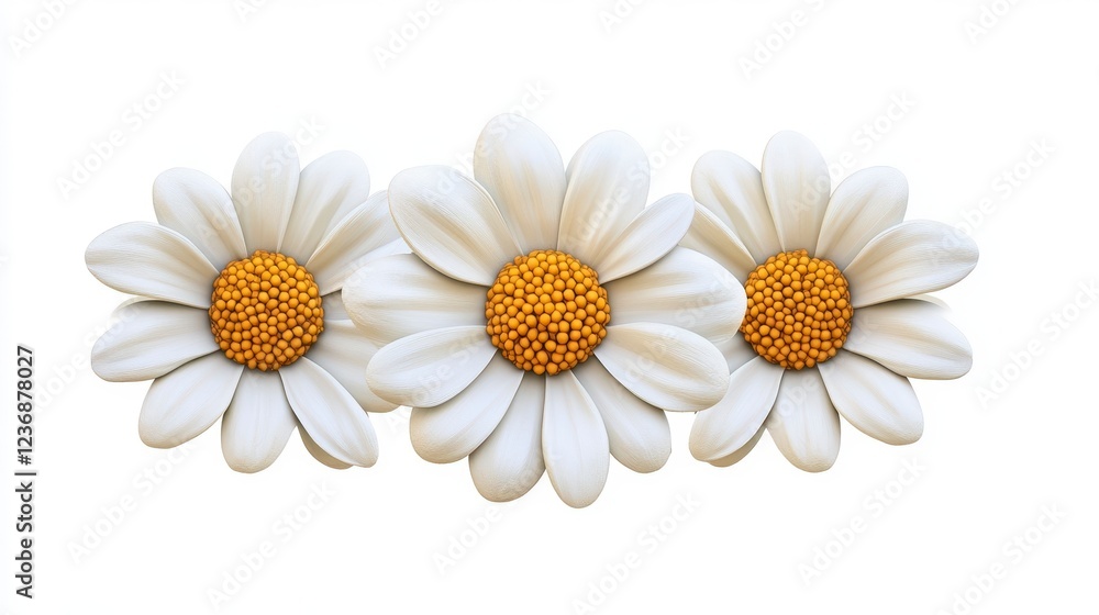 Obraz premium Fresh White Flowers with Yellow Centers Against a Clean Background